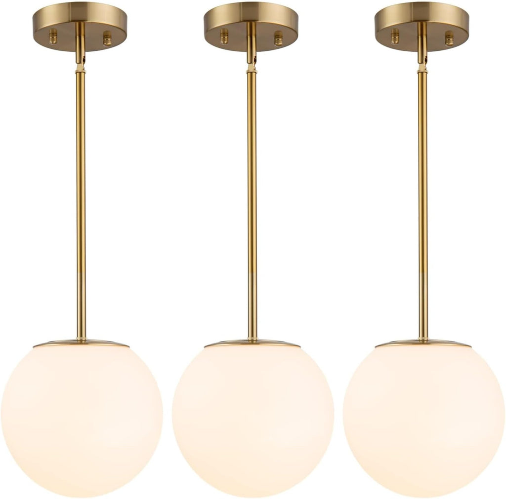 Gold Opal Glass 3-Light Globe Pendant Light