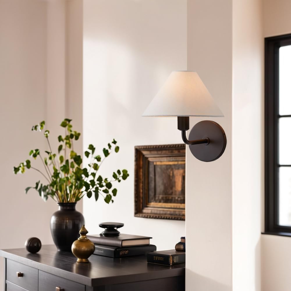 Black Linen Modern Wall Sconce