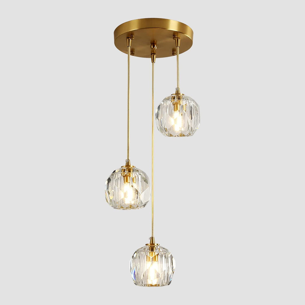 Gold Crystal 3-Light Cluster Pendant Light