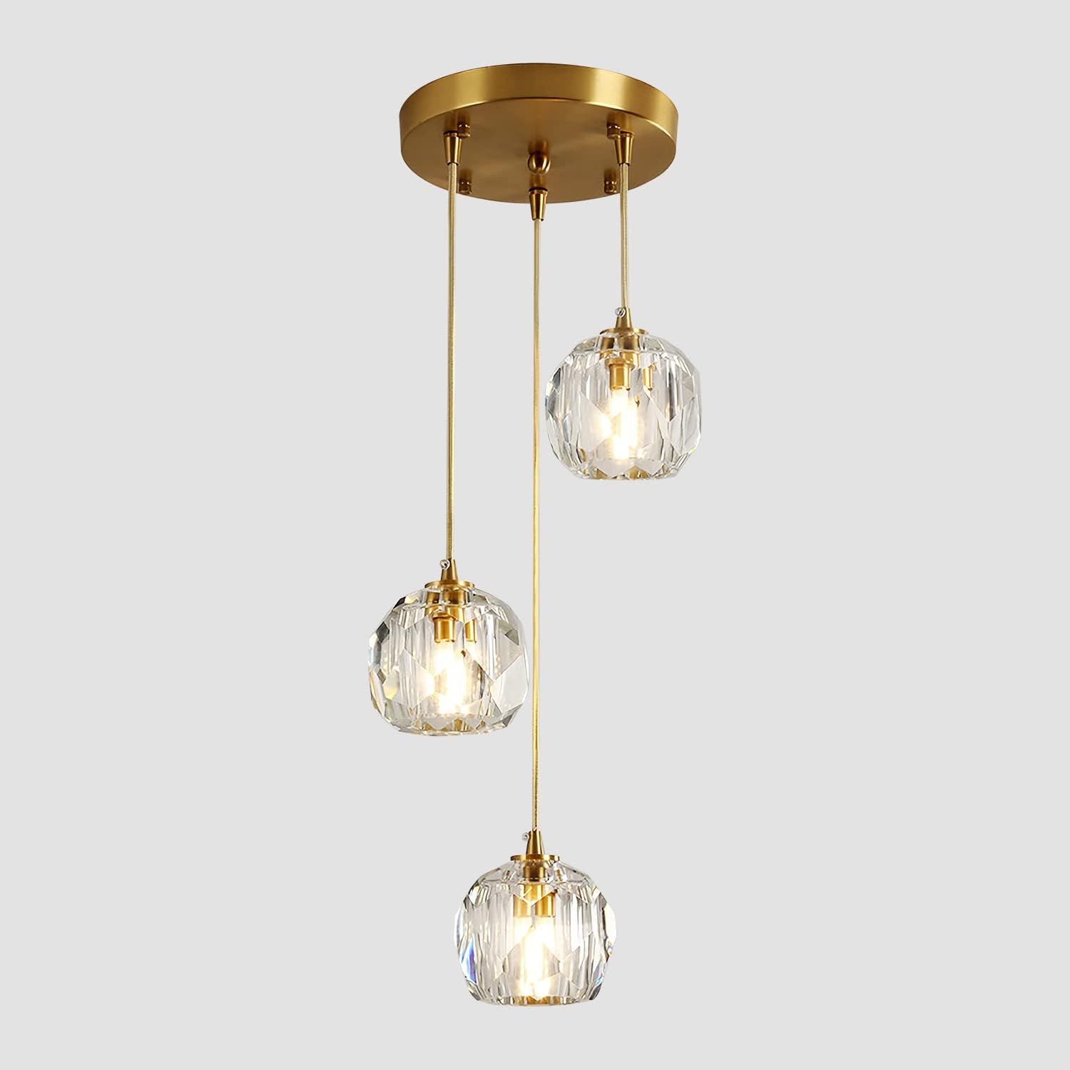 Gold Crystal 3-Light Cluster Pendant Light