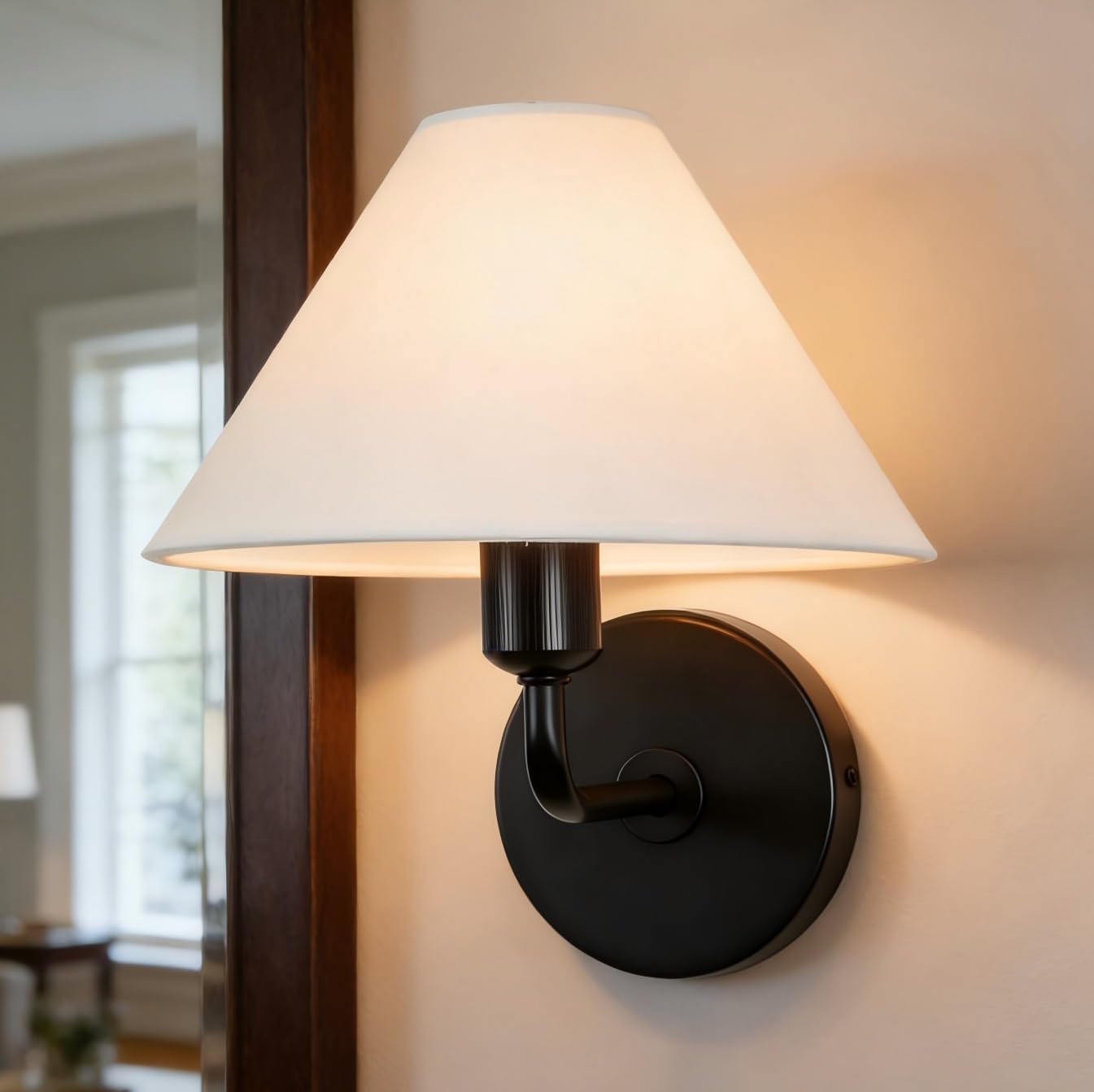 Black Linen Modern Wall Sconce