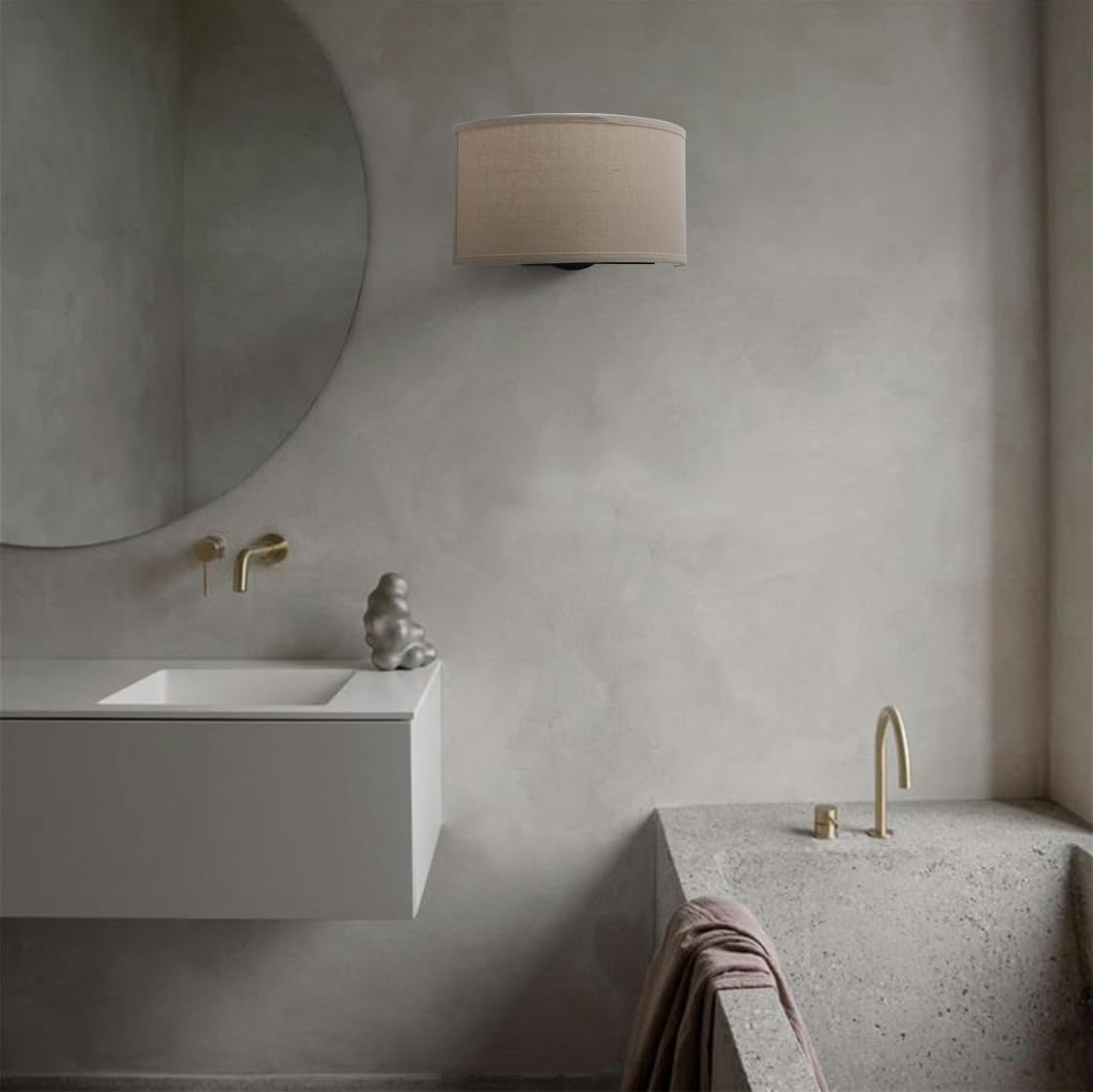 2-Light Boho Half Moon Linen Wall Sconce