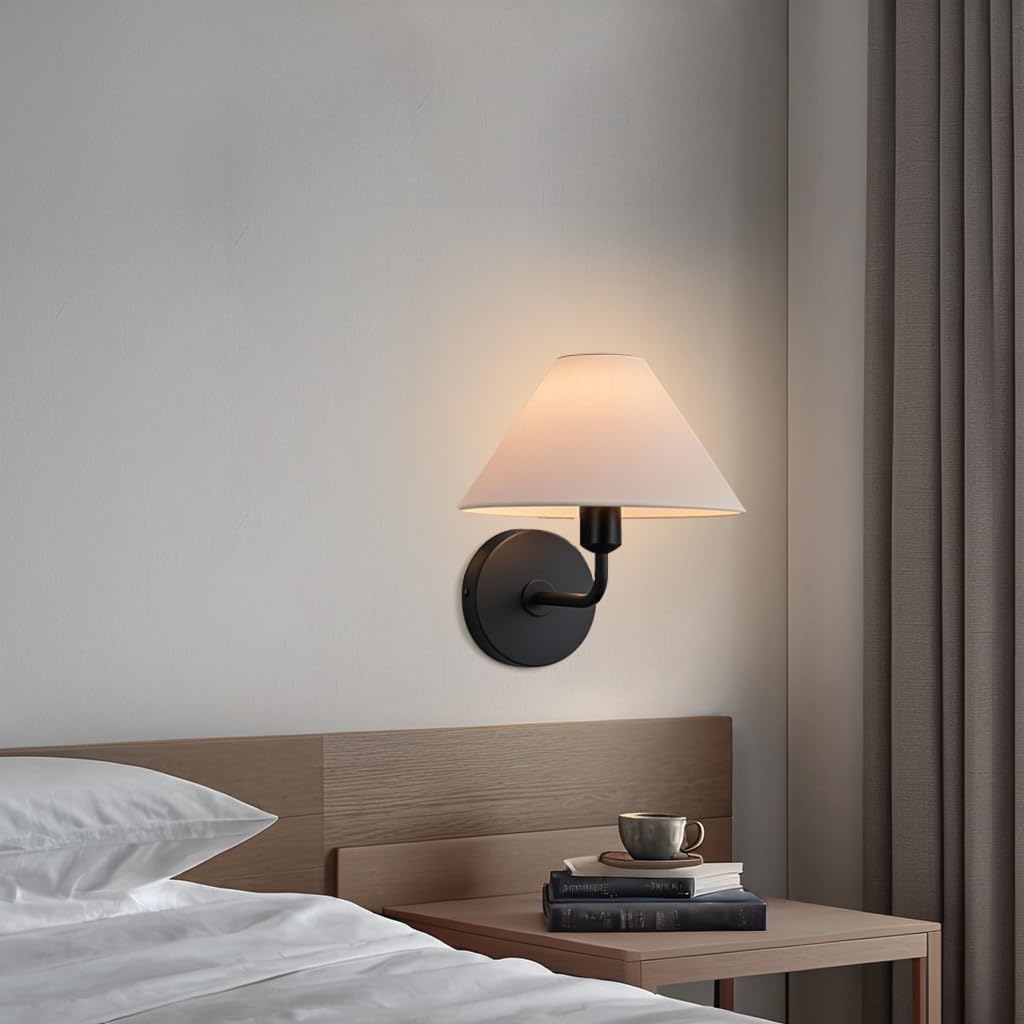 Black Linen Modern Wall Sconce