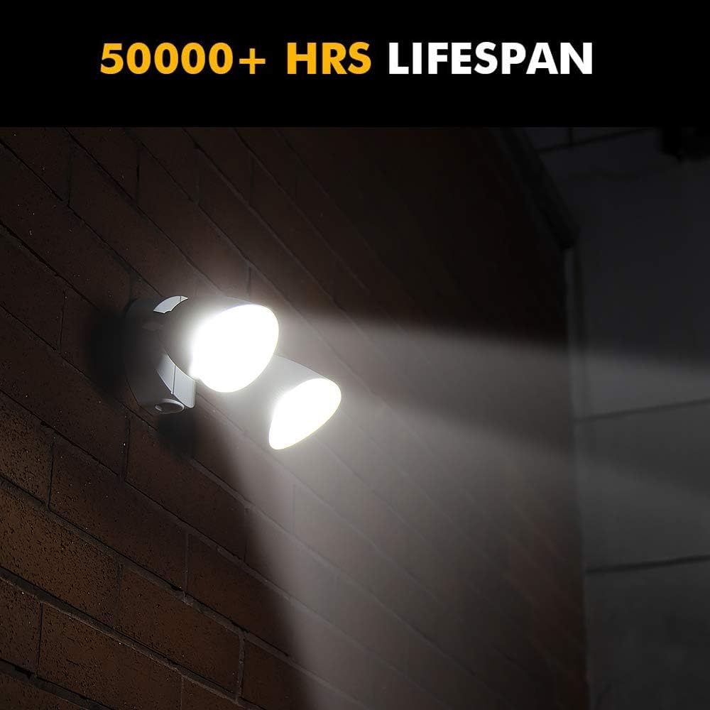 White Dual Head Full Metal LED Outdoor Security Flood Light