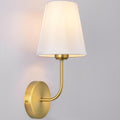 2 Antique Brass White Fabric Wall Sconces