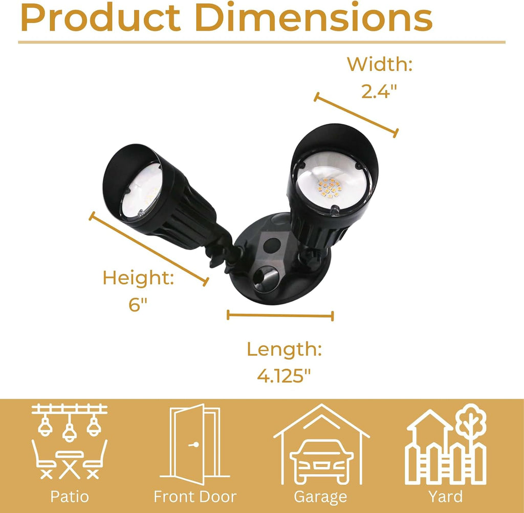 Black Dual Head Adjustable LED Bullet Outdoor Security Light