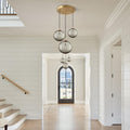 Gold Smoke Ribbed Glass 3-Light Chandelier