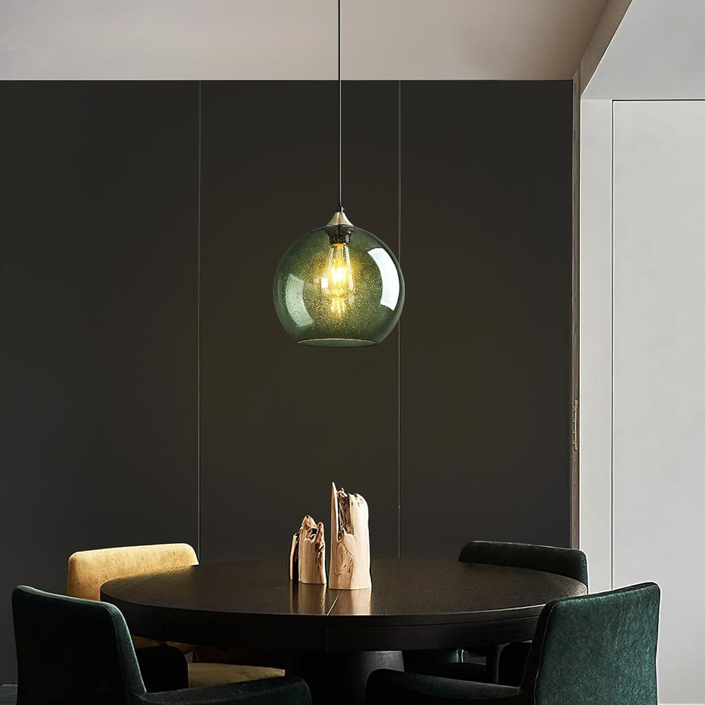3 Pack Gray Green Glass Globe Pendant Lights