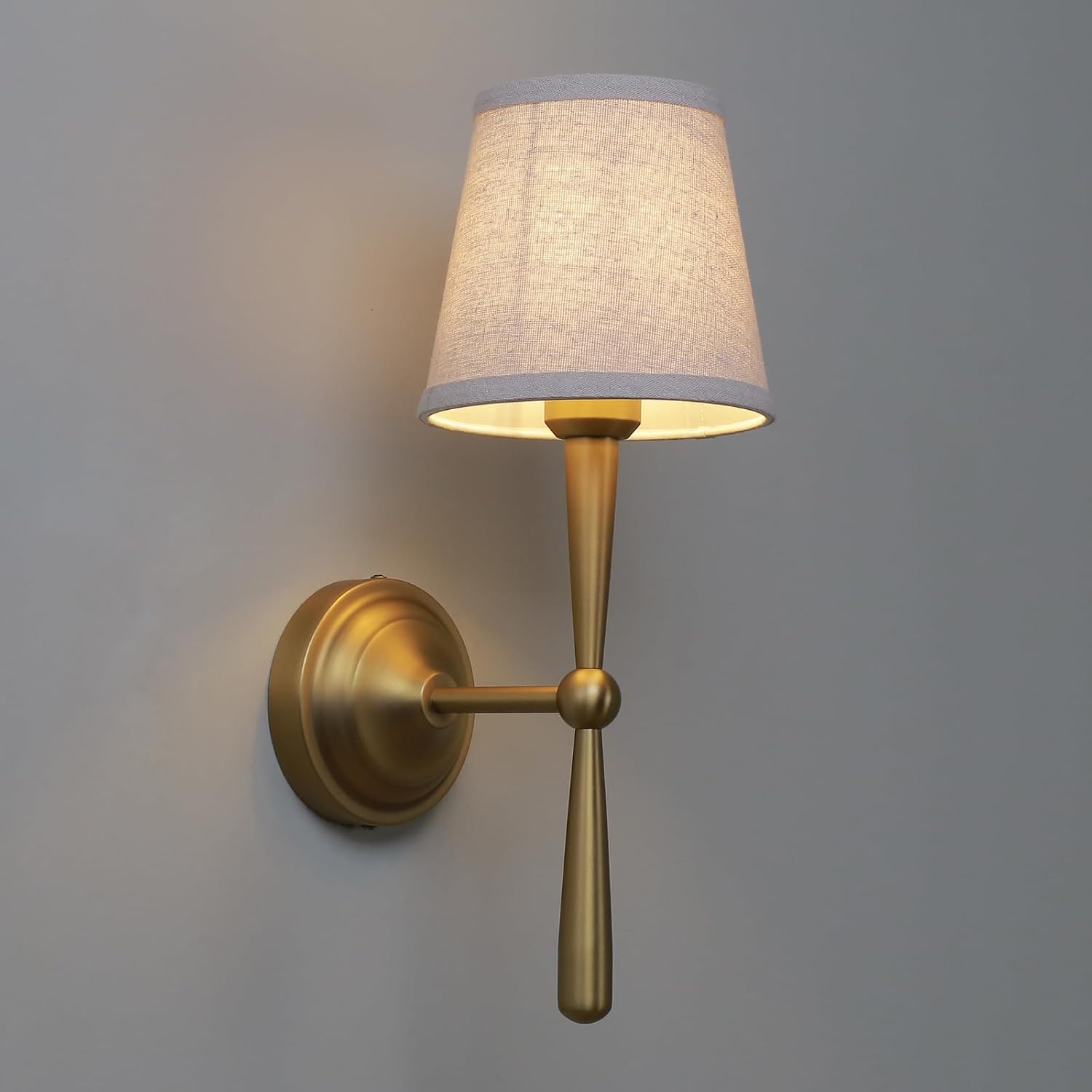 Aged Brass Boho Linen Wall Sconce