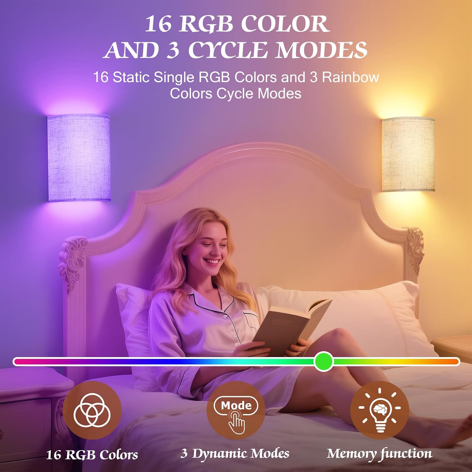 2 Rechargeable RGB Magnetic Battery Wall Sconces