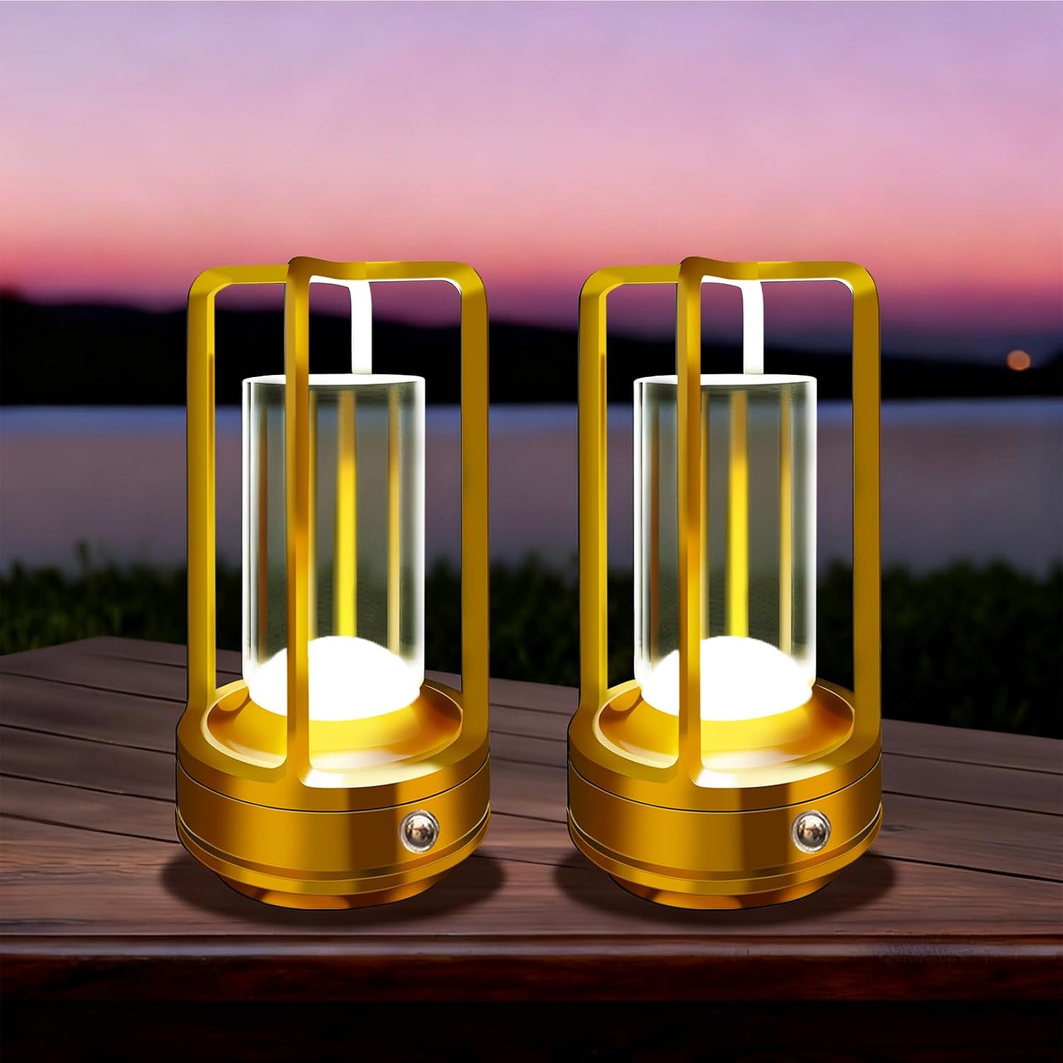 2 Pack Gold Dimmable Rechargeable Table Lamps
