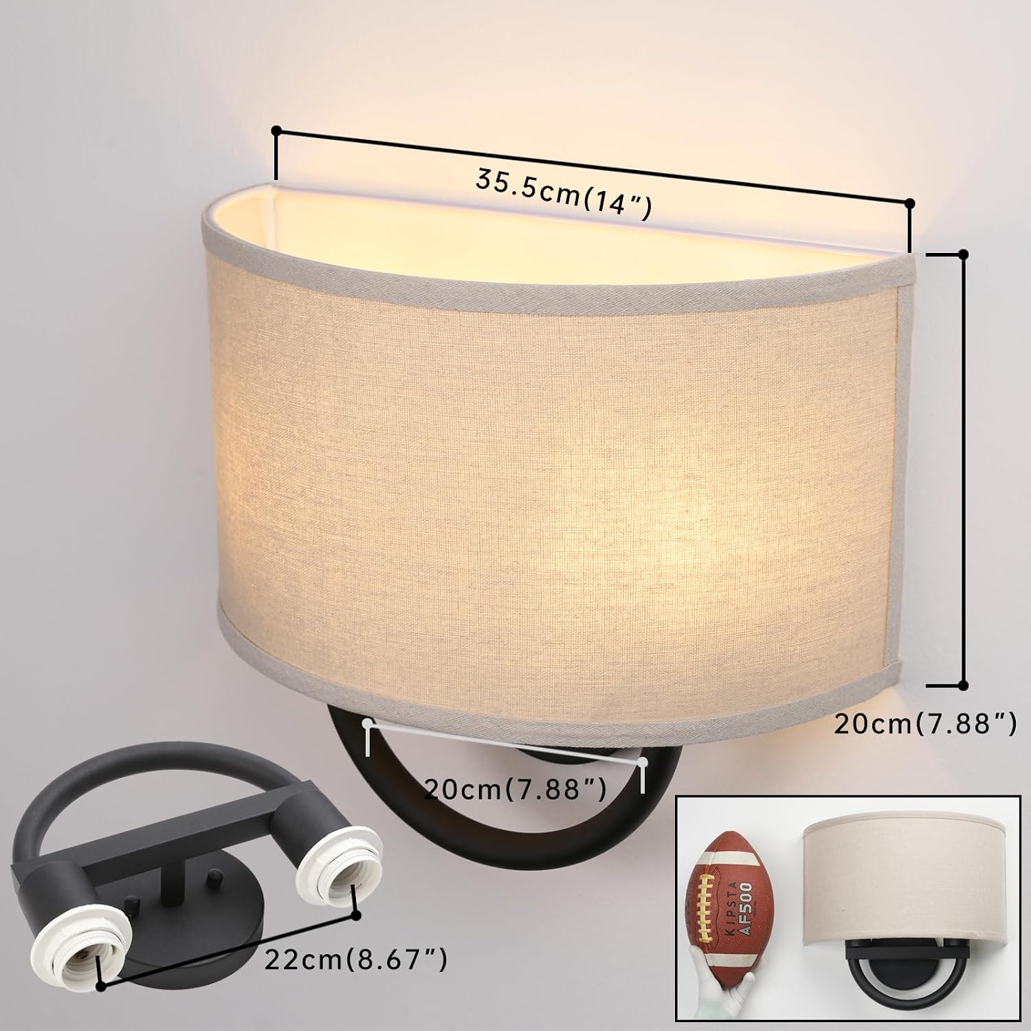 2-Light Linen Fabric Wall Sconce