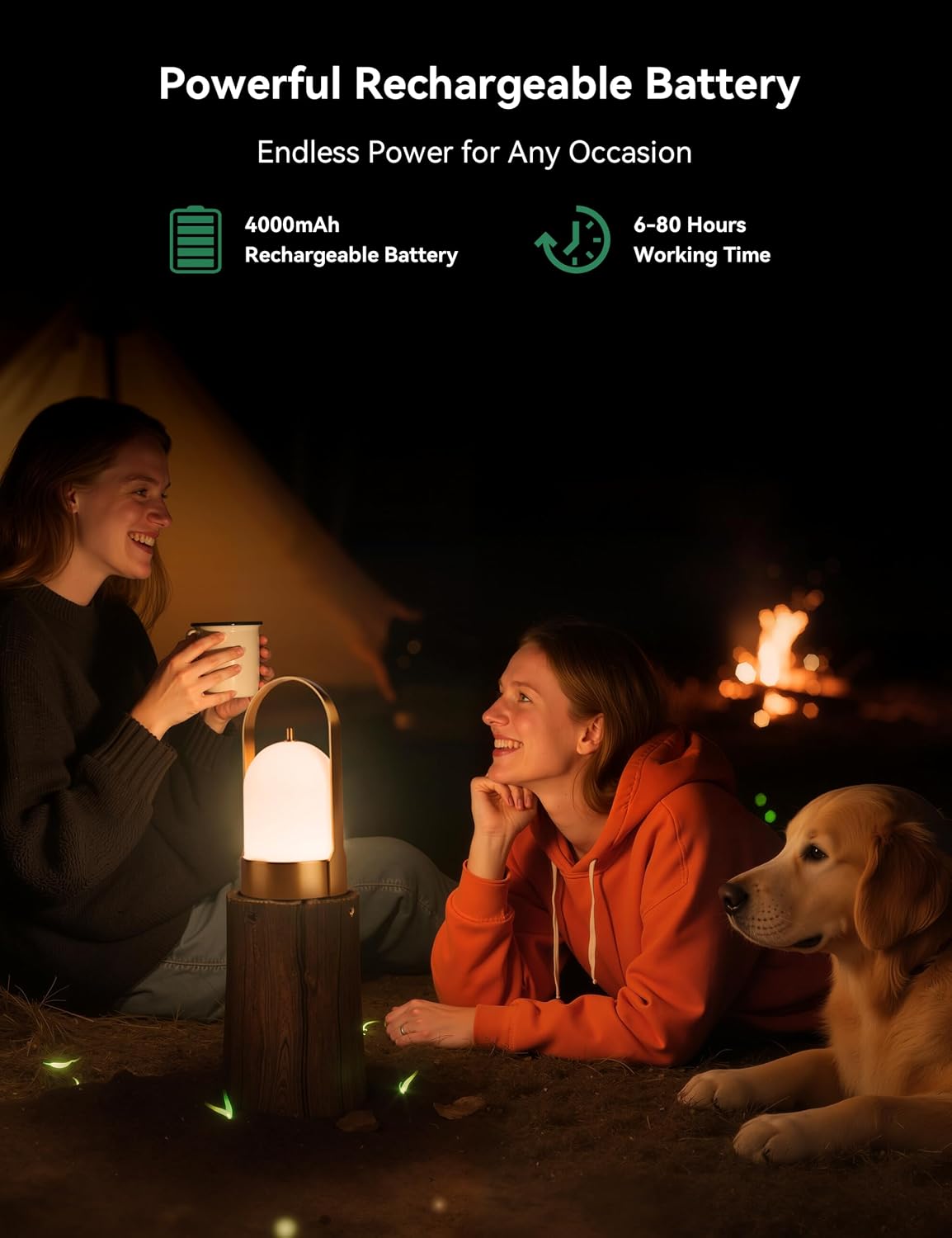 Gold Rechargeable Waterproof Table Lantern