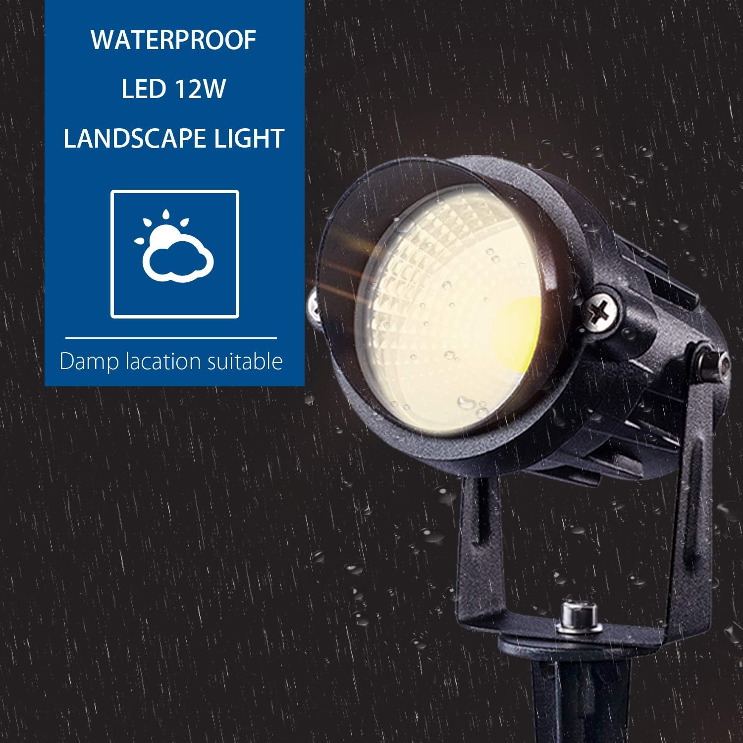 2 Pack Plug-In COB Garden Spotlights