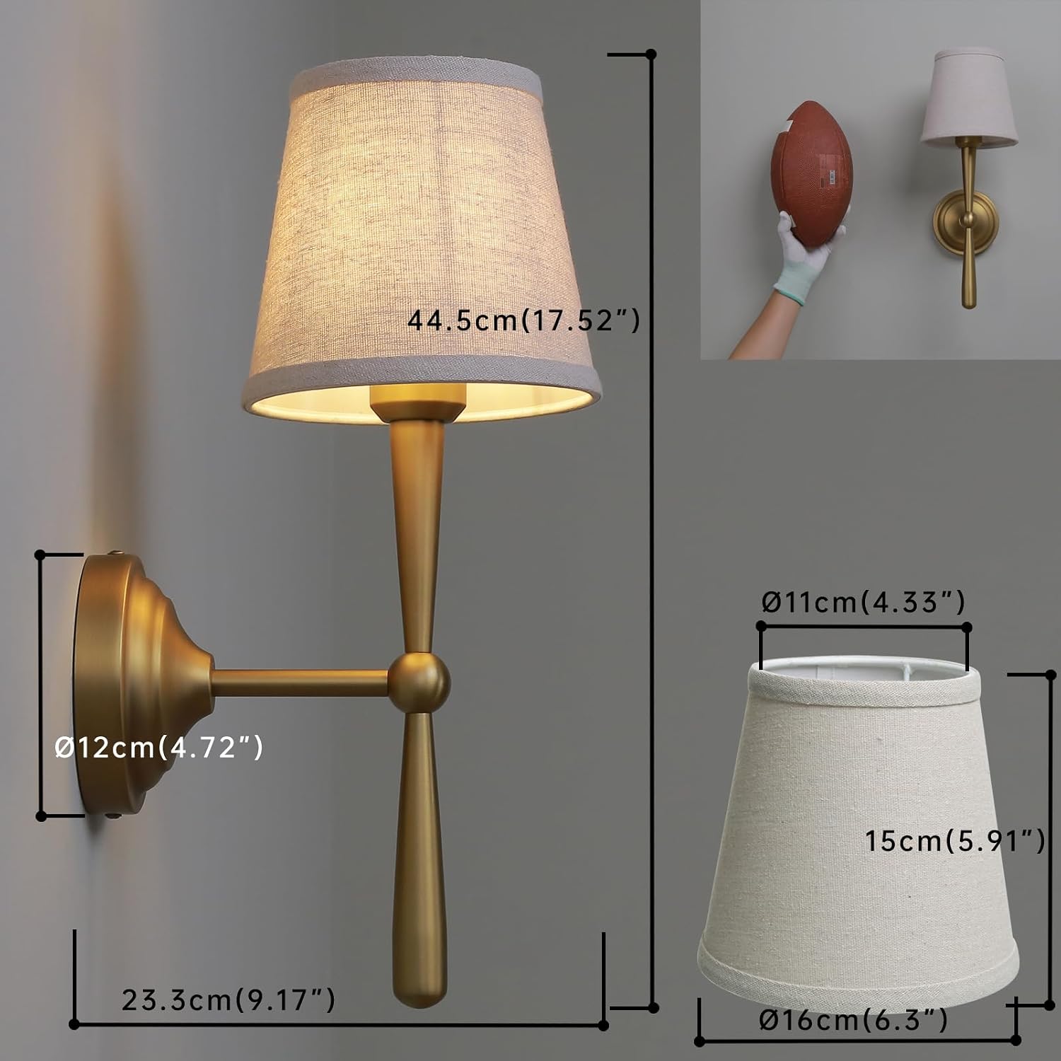Aged Brass Boho Linen Wall Sconce