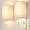 2 Plug-In Adjustable Color Linen Wall Sconces