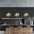 3 Pack Gray Green Glass Globe Pendant Lights