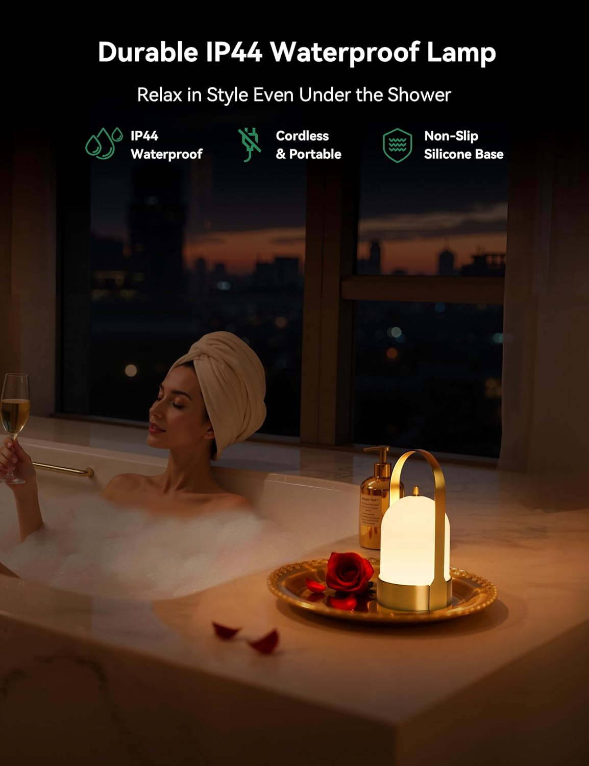 Gold Rechargeable Waterproof Table Lantern