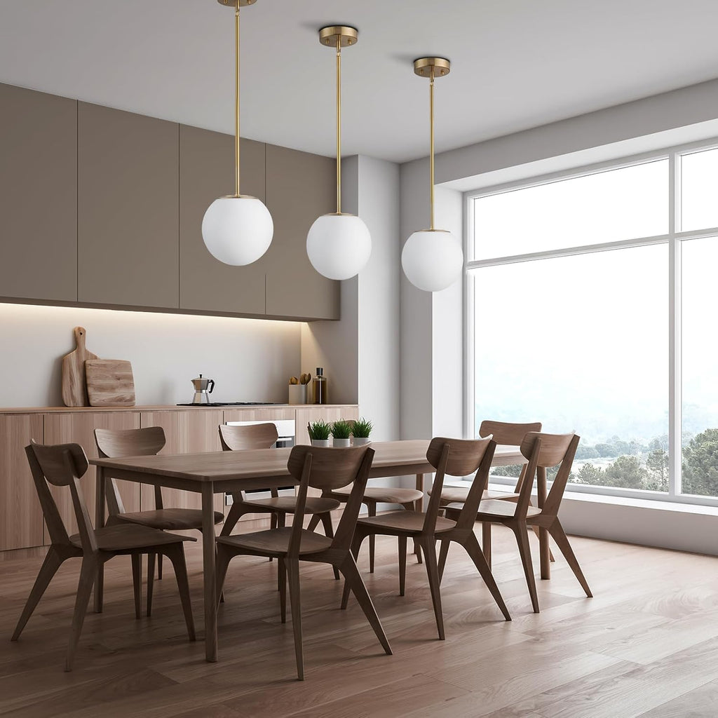 Gold Opal Glass 3-Light Globe Pendant Light