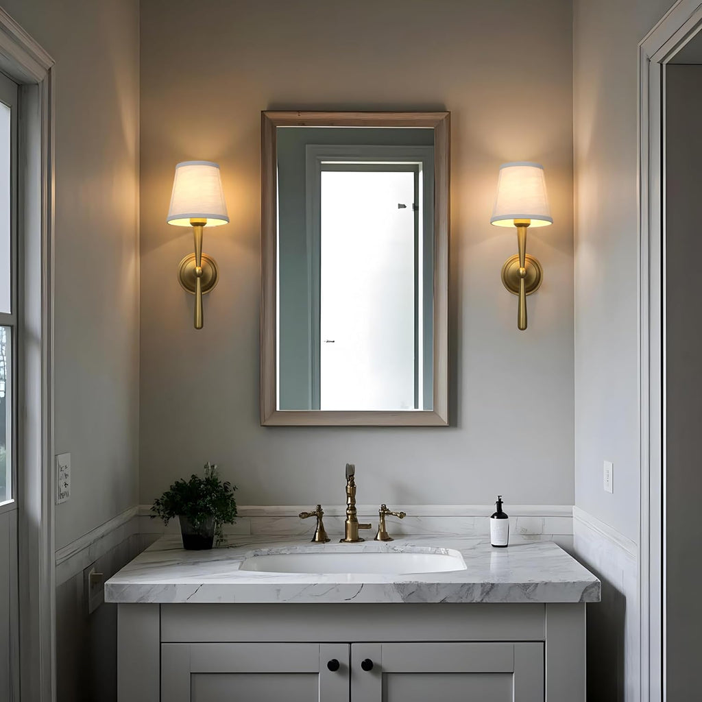 Aged Brass Boho Linen Wall Sconce
