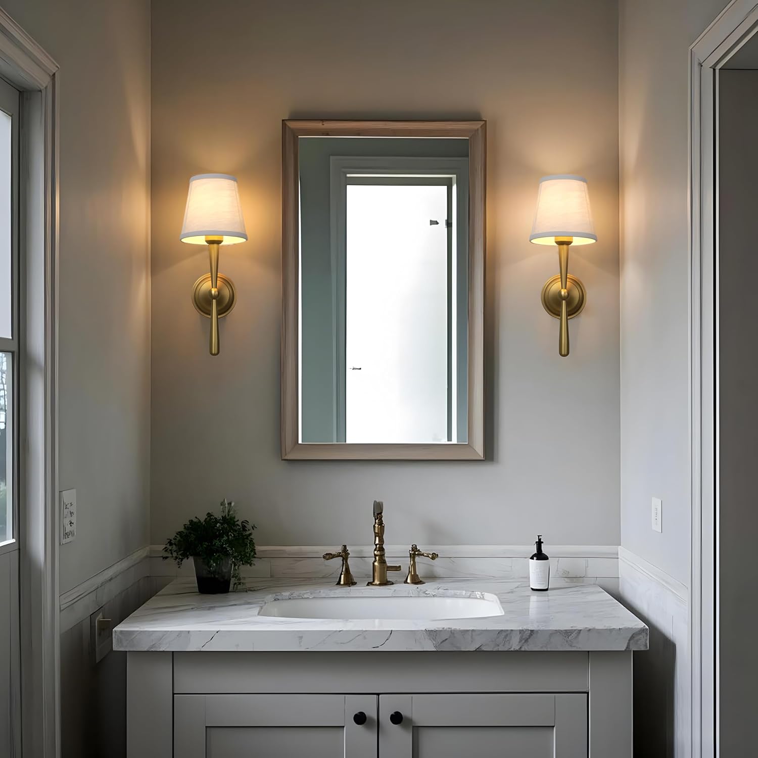 Aged Brass Boho Linen Wall Sconce