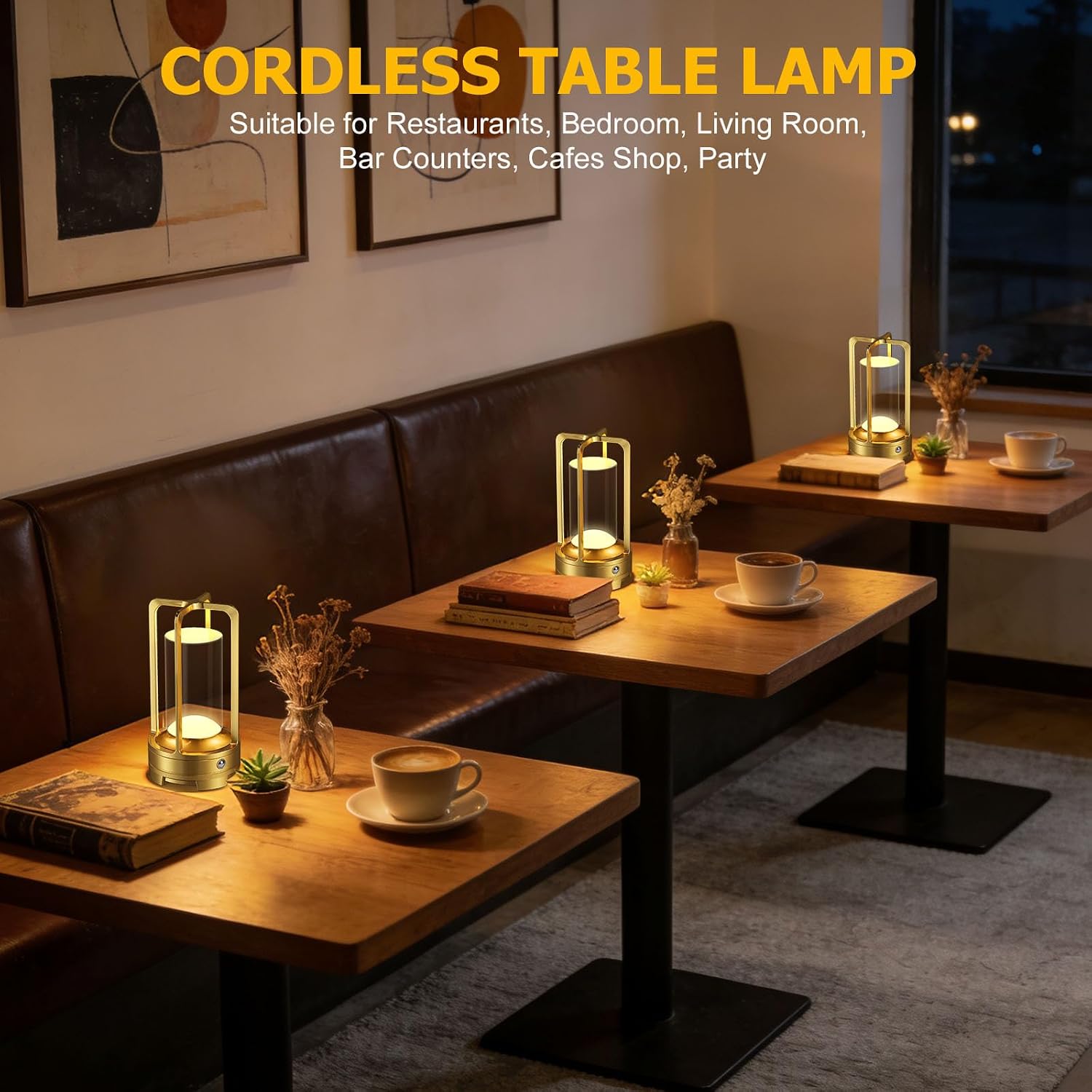 2 Pack Gold Dimmable Rechargeable Table Lamps