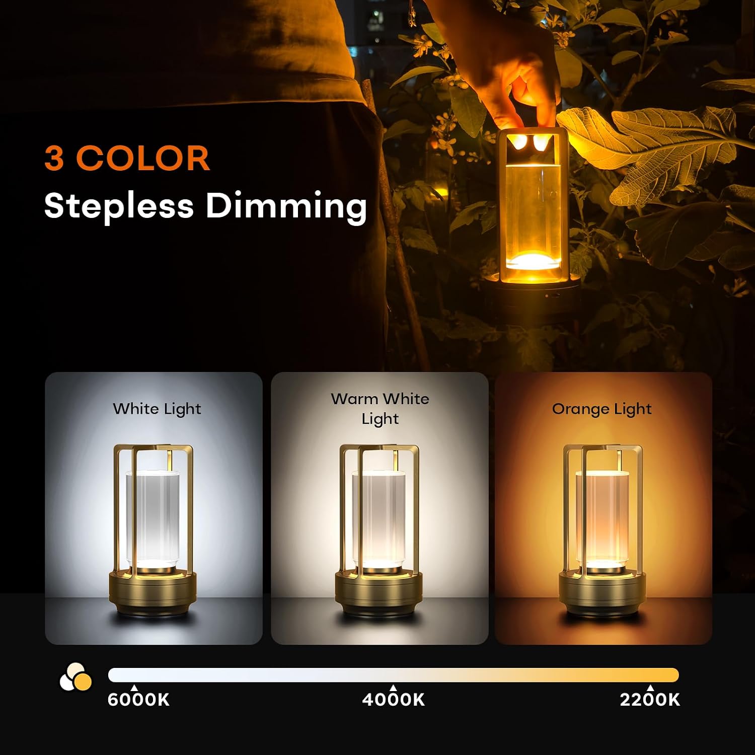 Gold Dimmable Rechargeable Metal Lamp