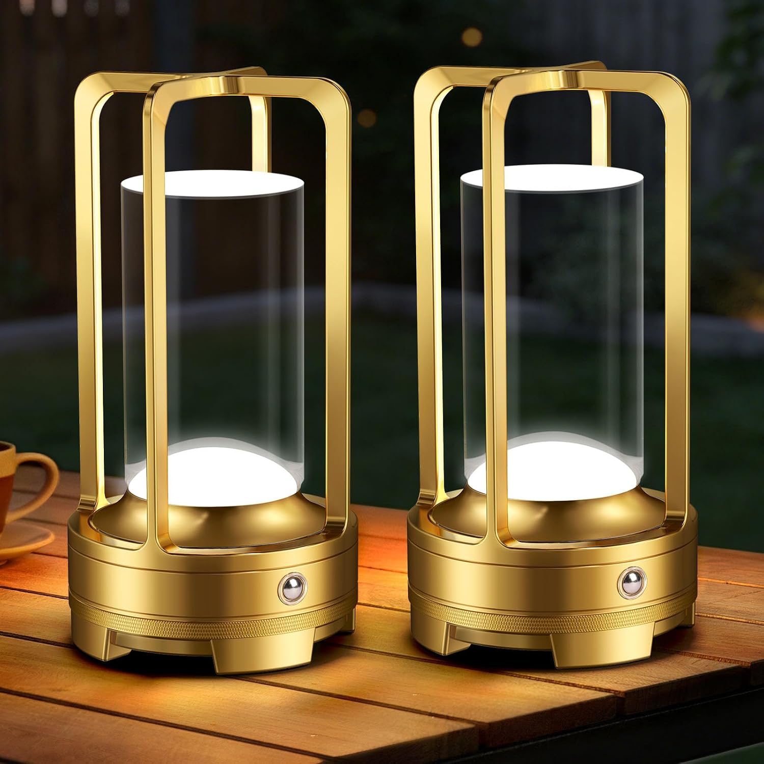 2 Pack Gold Dimmable Rechargeable Table Lamps