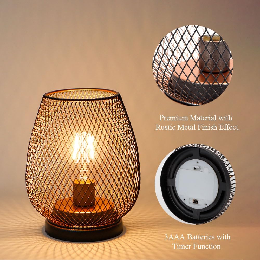 4 Pack Vintage Metal Cordless Lanterns