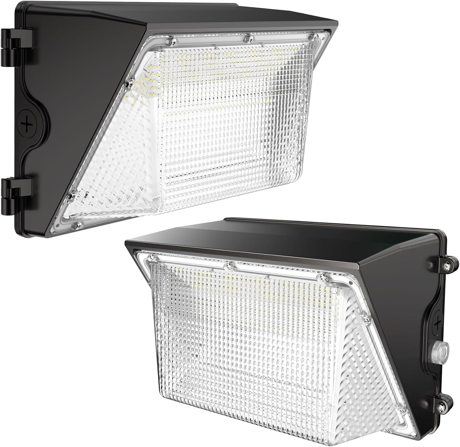 2 Pack 120W Dusk to Dawn Black LED Wall Pack Lights