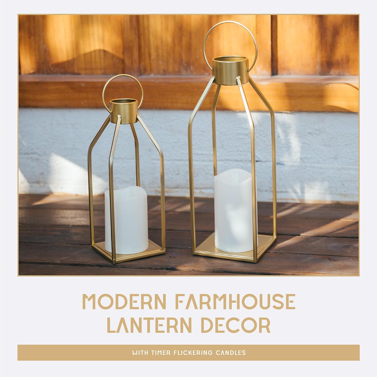 Gold Farmhouse Decorative Candle Lanterns