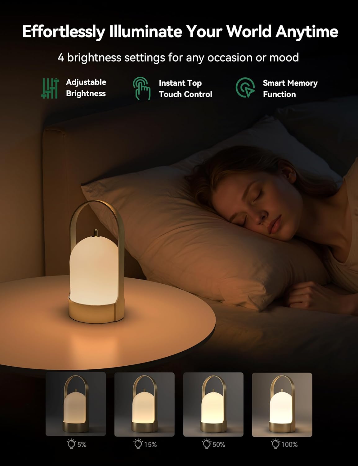 Gold Rechargeable Waterproof Table Lantern
