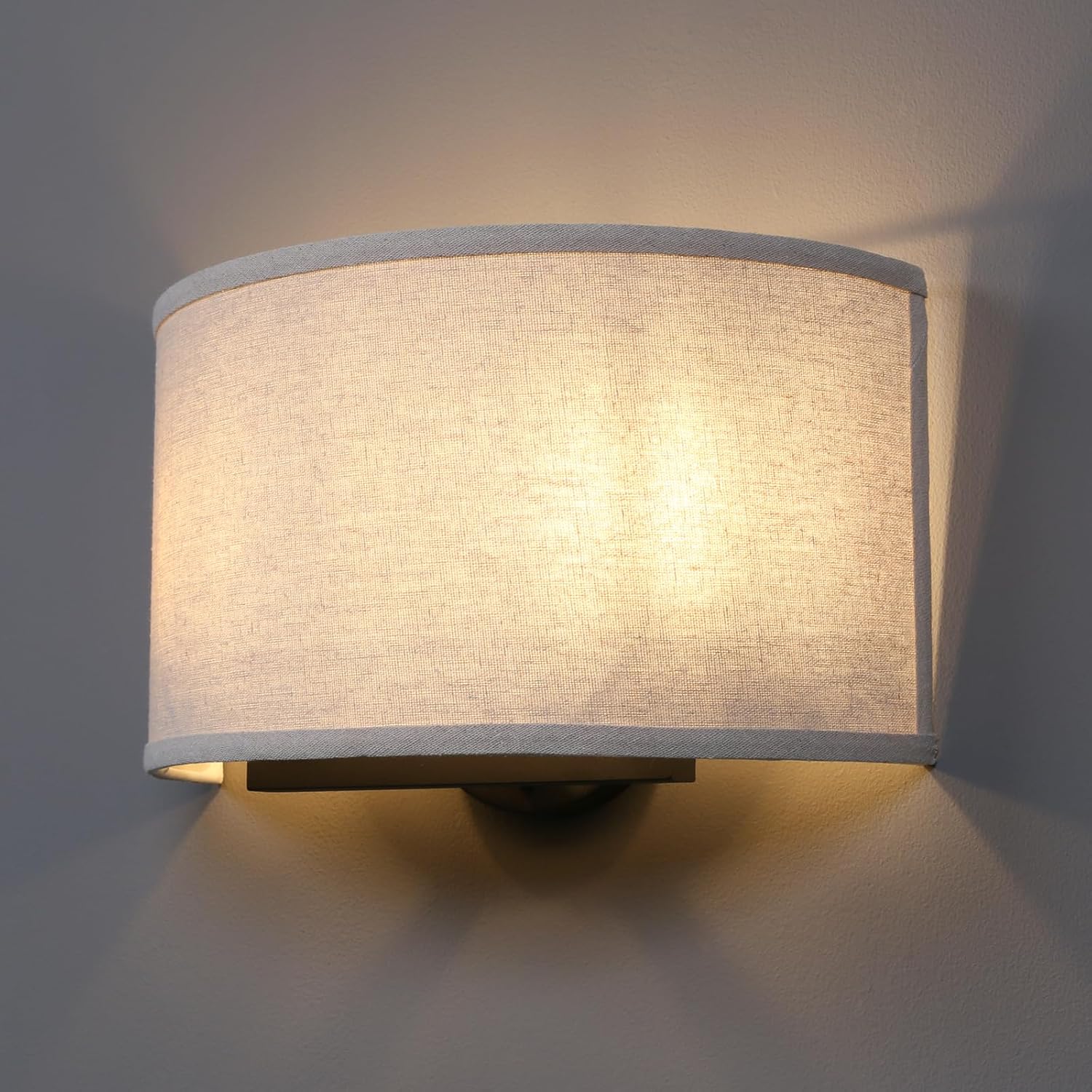 2-Light Boho Half Moon Linen Wall Sconce
