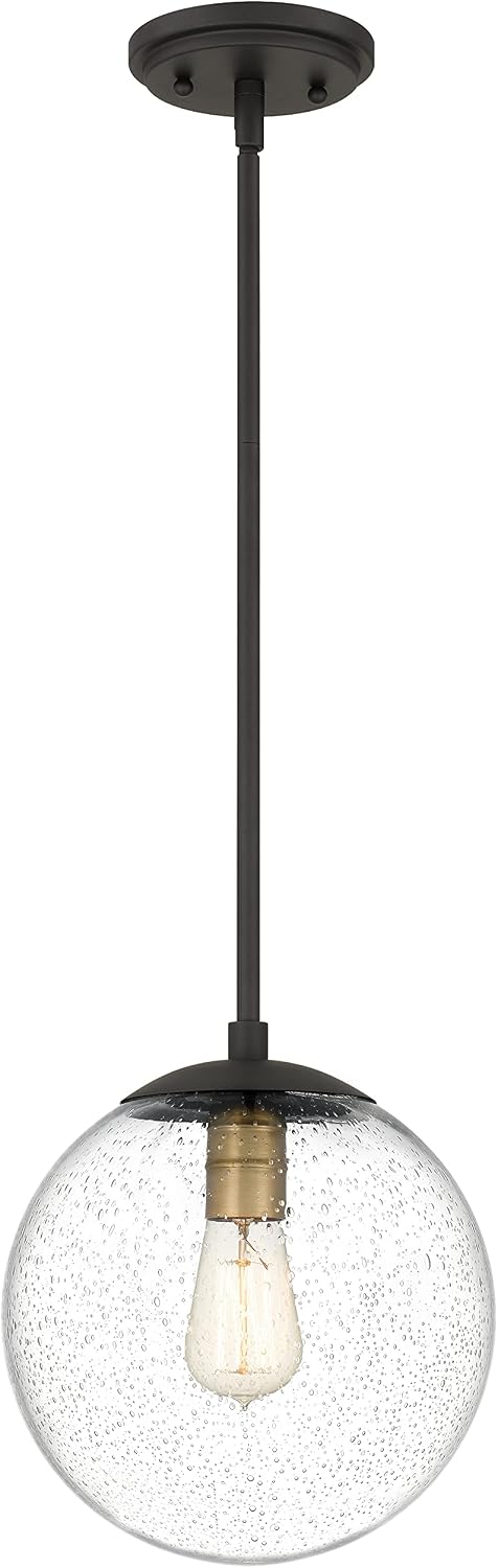 Black Gold Seeded Glass Globe Pendant Light