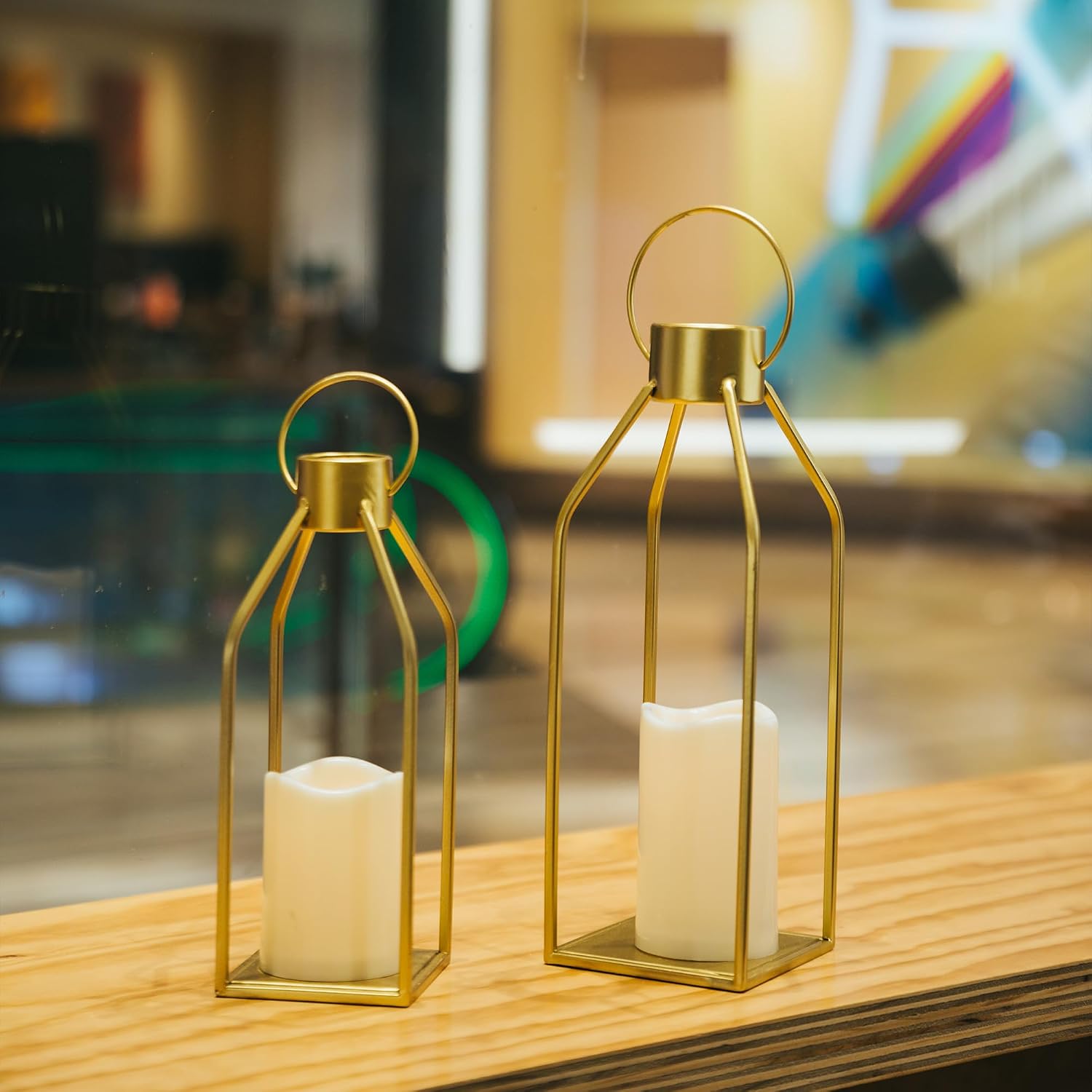 Gold Farmhouse Decorative Candle Lanterns
