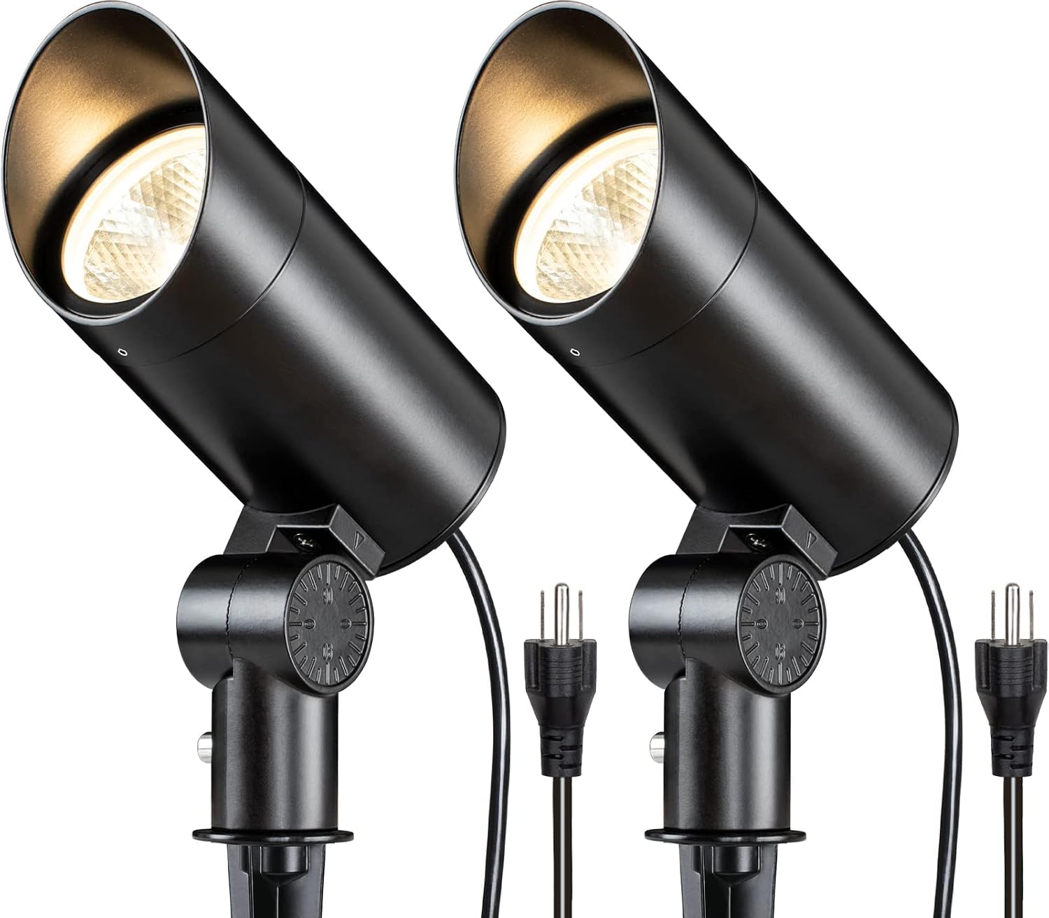 2 Pack Plug-In Metal Stake LED Outdoor Landscape Spotlights
