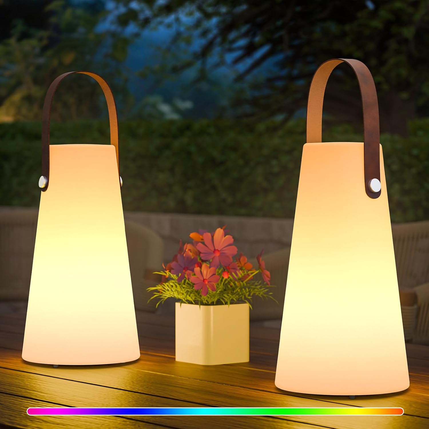 2 Pack RGB Waterproof Rechargeable Lanterns
