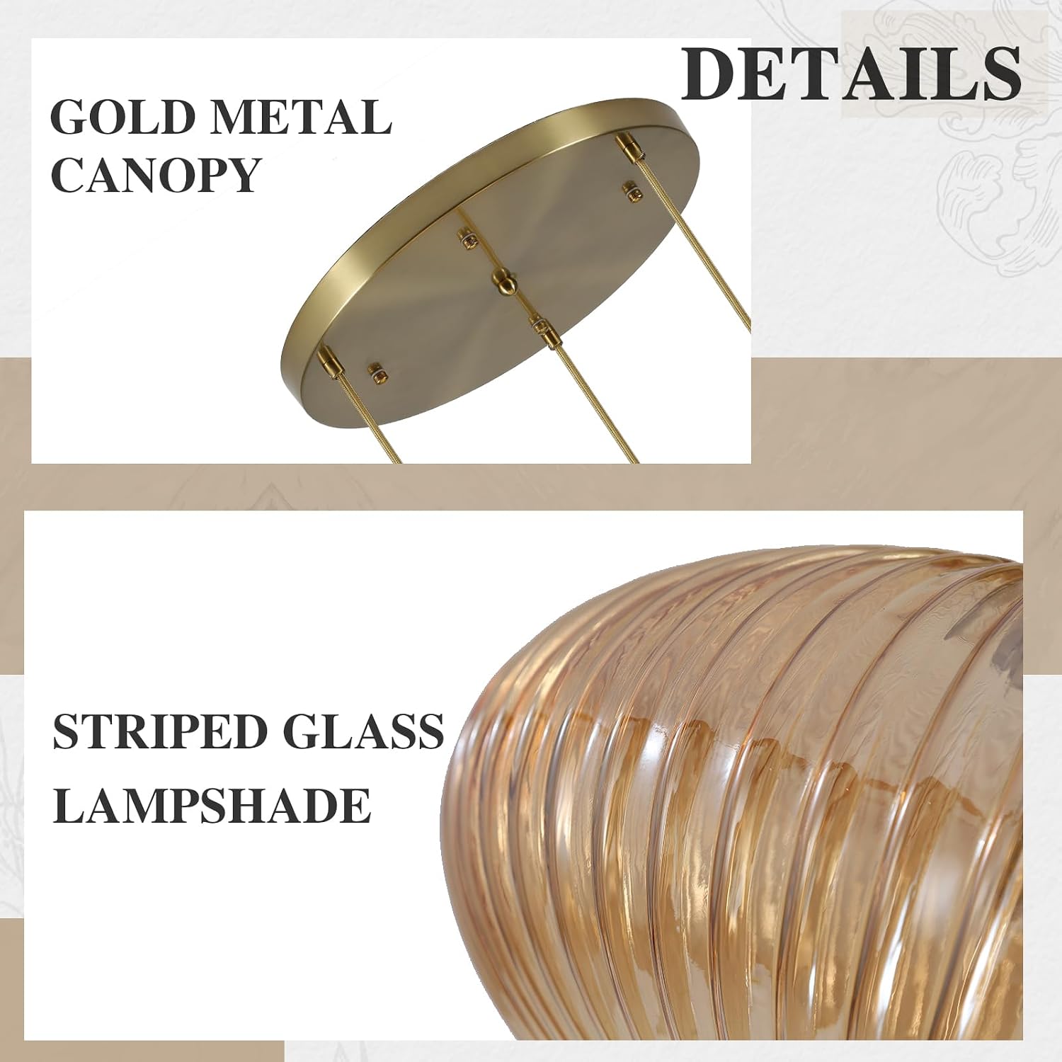 Gold Amber Glass 3-Light Globe Pendant Light