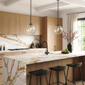 Black Gold Seeded Glass Globe Pendant Light
