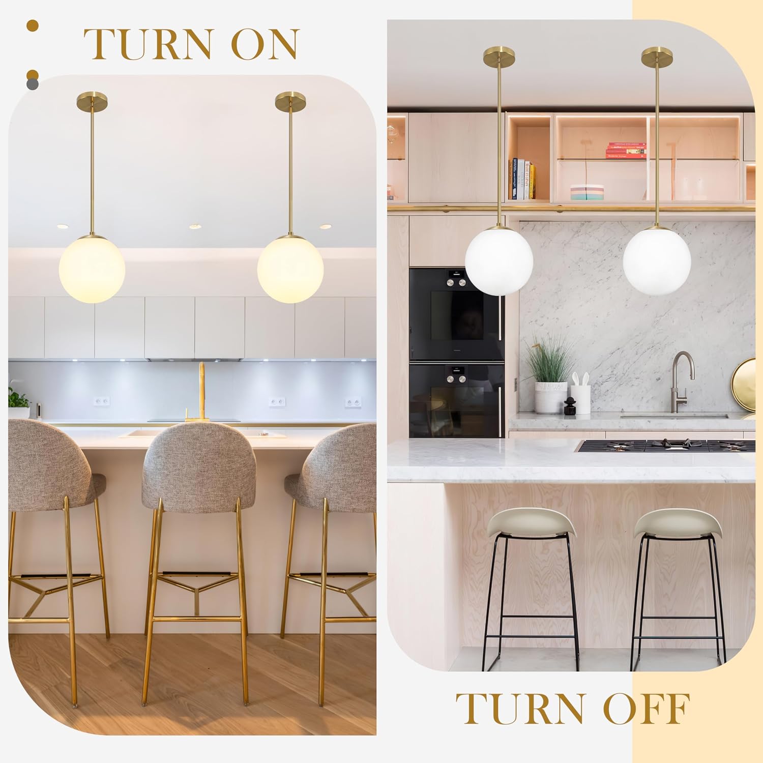 Brass Milk Glass Globe Pendant Light