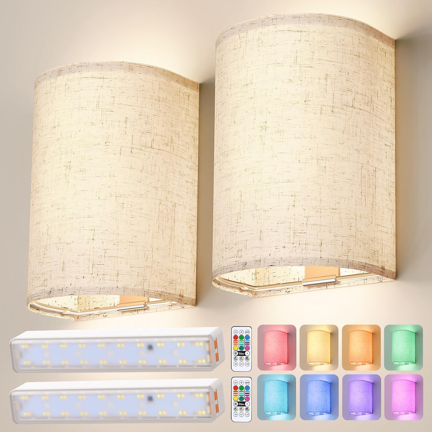 2 Rechargeable RGB Magnetic Battery Wall Sconces