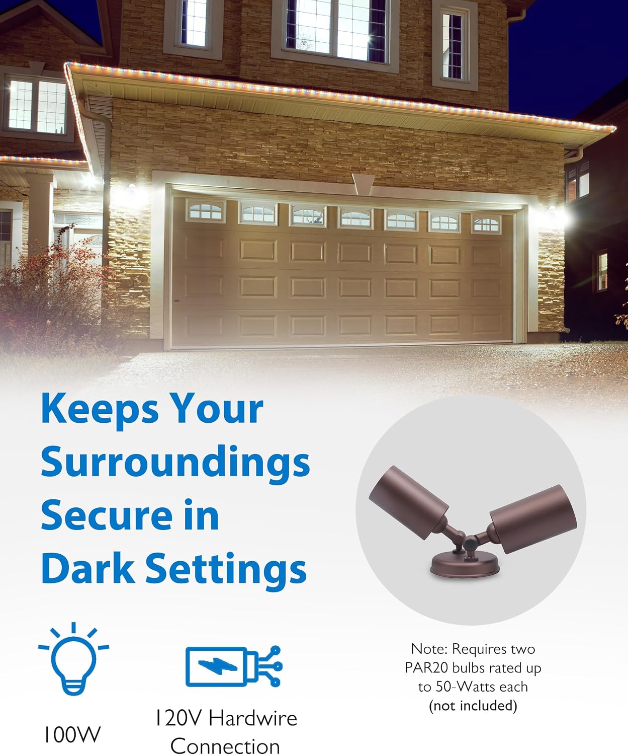 Bronze Dual Head Outdoor Flood Light