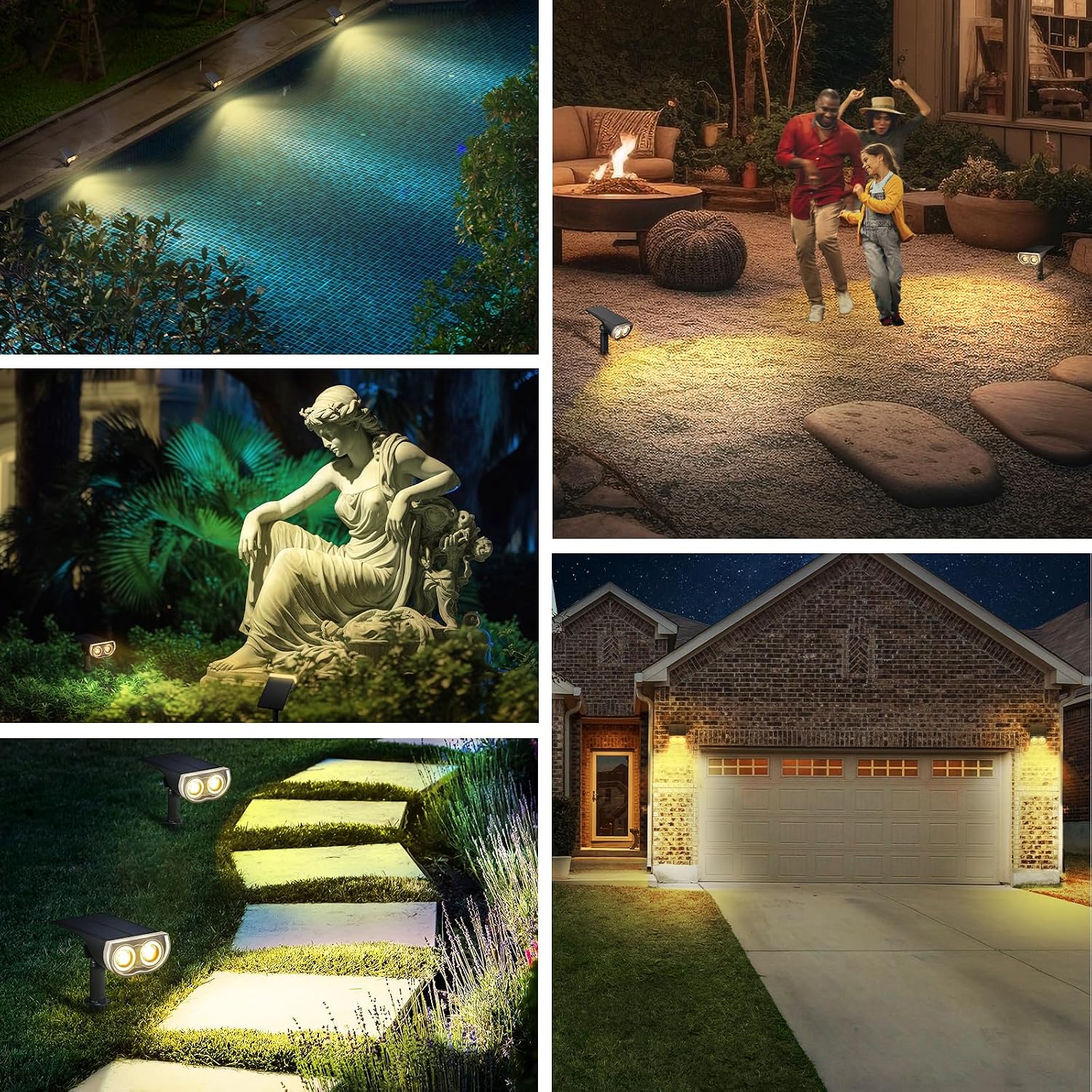 6 Pack Solar Dusk To Dawn Landscape Spotlights