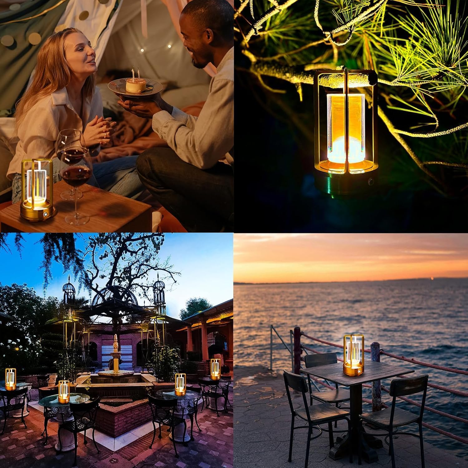 2 Pack Gold Dimmable Rechargeable Table Lamps
