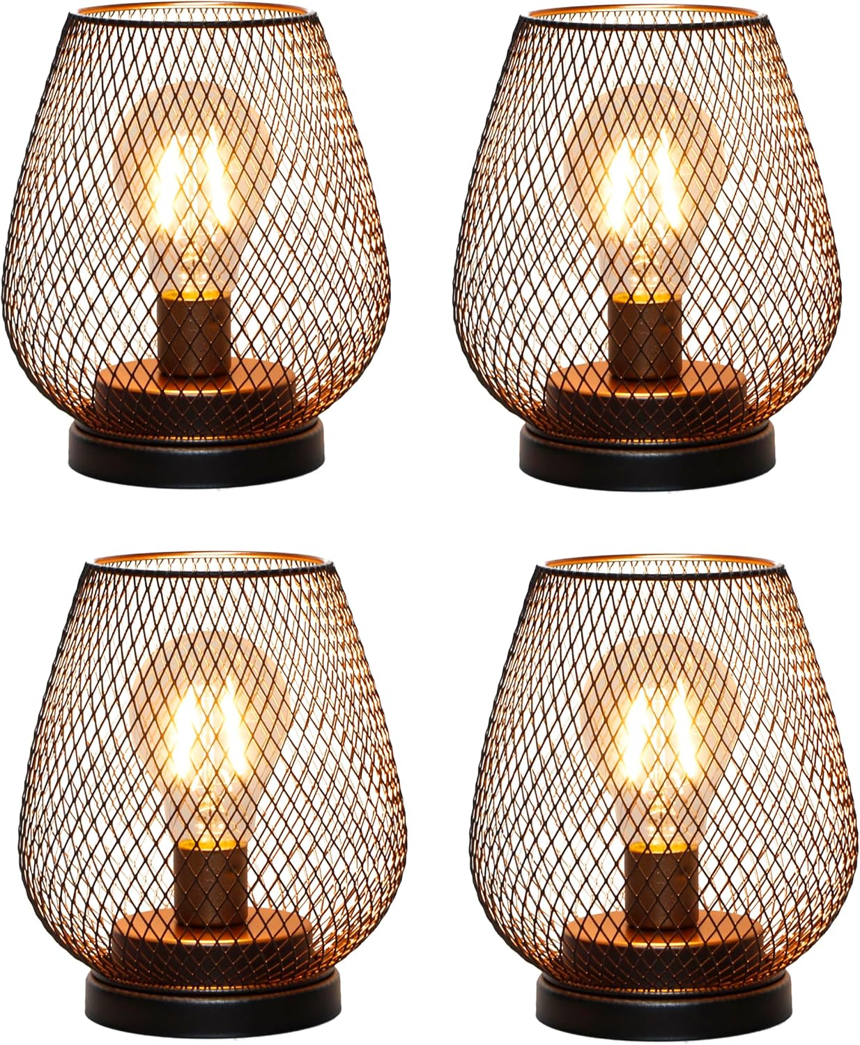 4 Pack Vintage Metal Cordless Lanterns