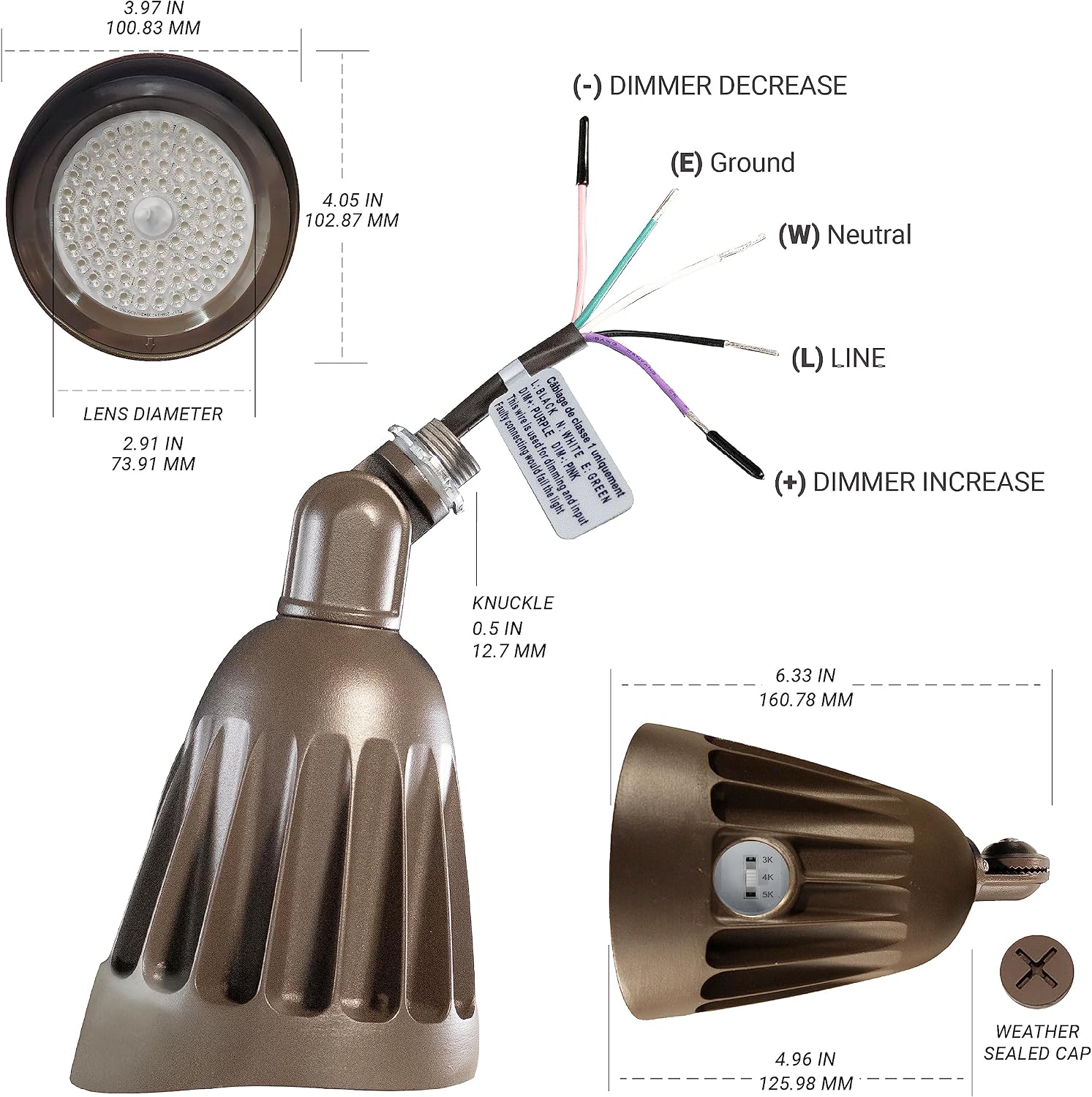 25W Bronze Selectable Color LED Bullet Landscape Spotlights